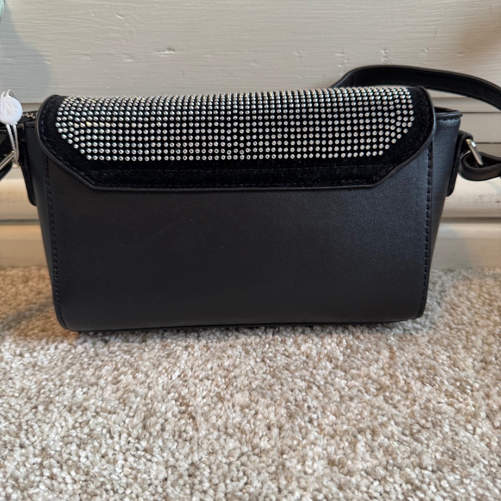 Valentino Orlandi Italy Black Rhinestone Embellished Crossbody Bag - Picture 2 of 11